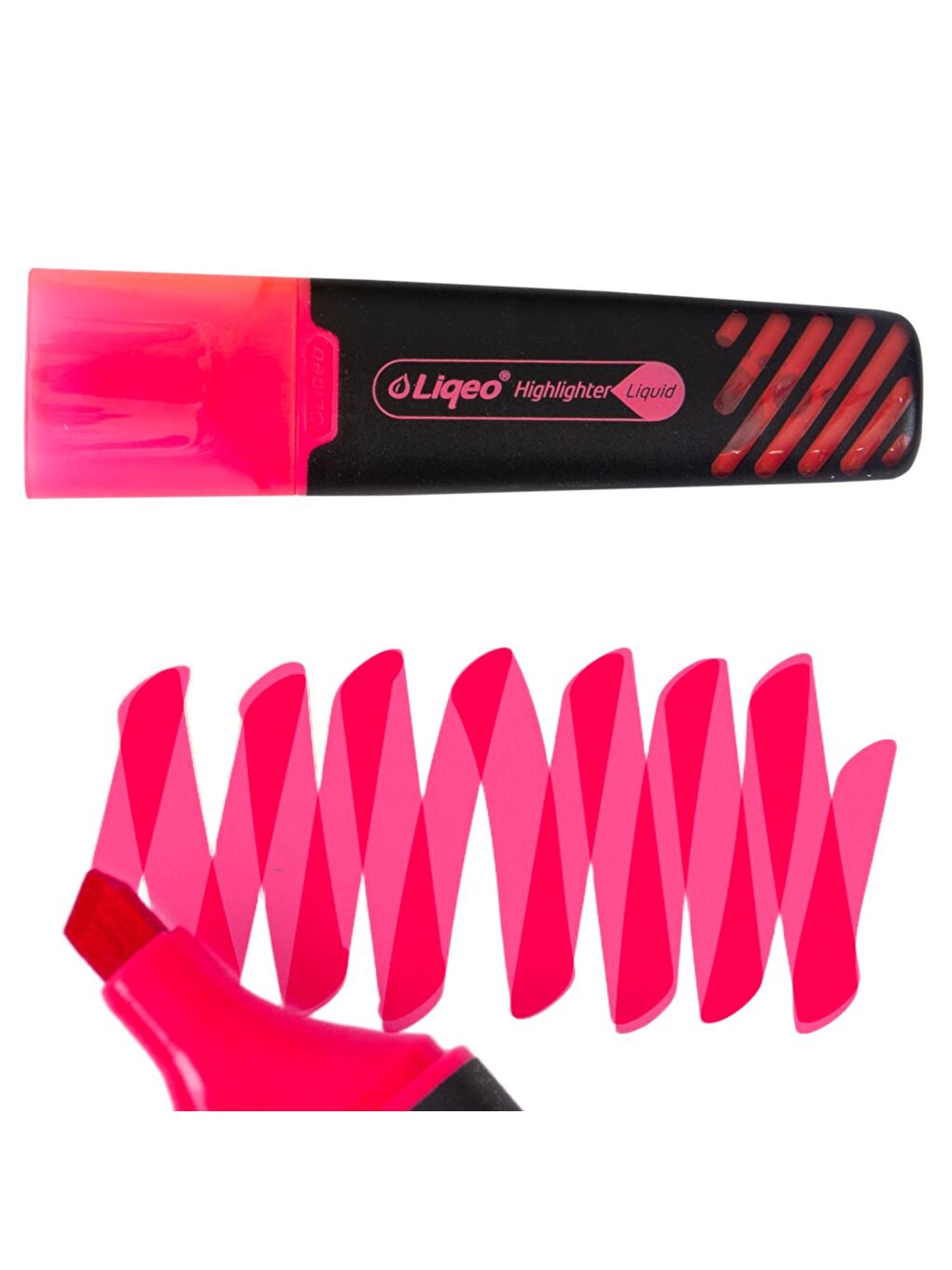 Liquid Flat Fosforlu Kalem (H-3128) 12 Adet Pembe-4