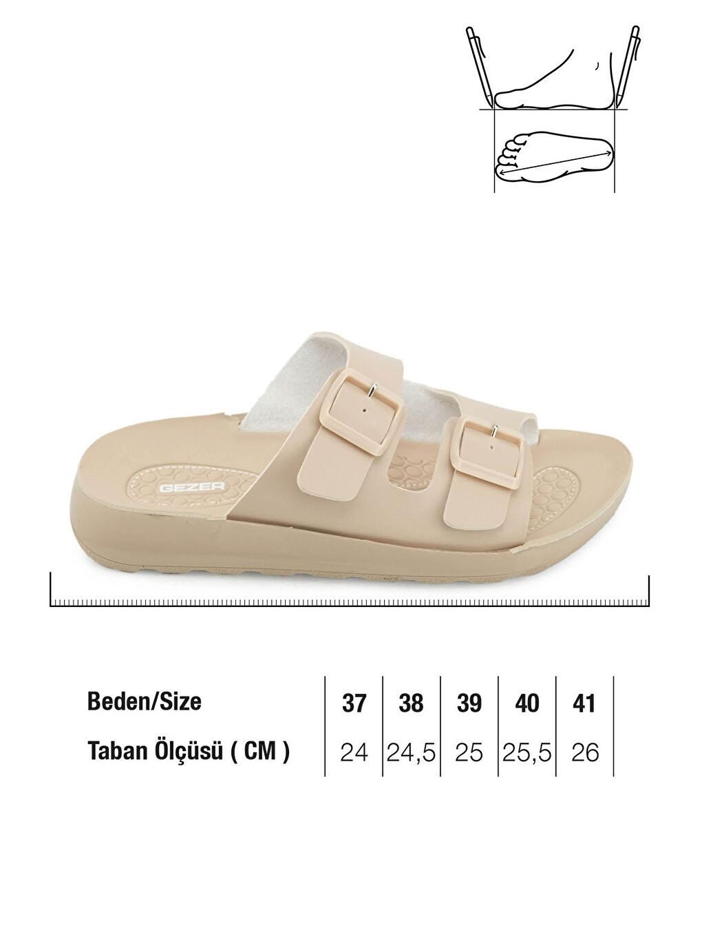 Bej Yazlık Kadın Rahat Taban Suni Deri Çift Toka Ayarlanabilir Günlük Terlik-1