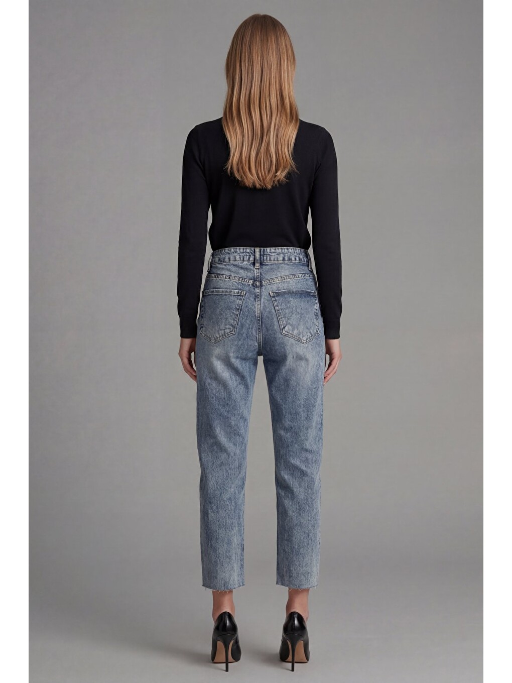 Mavi Kadın Body Fit Jean Pantolon Yüksek Bel Kesik Paça Dar Kalıp Denim-1
