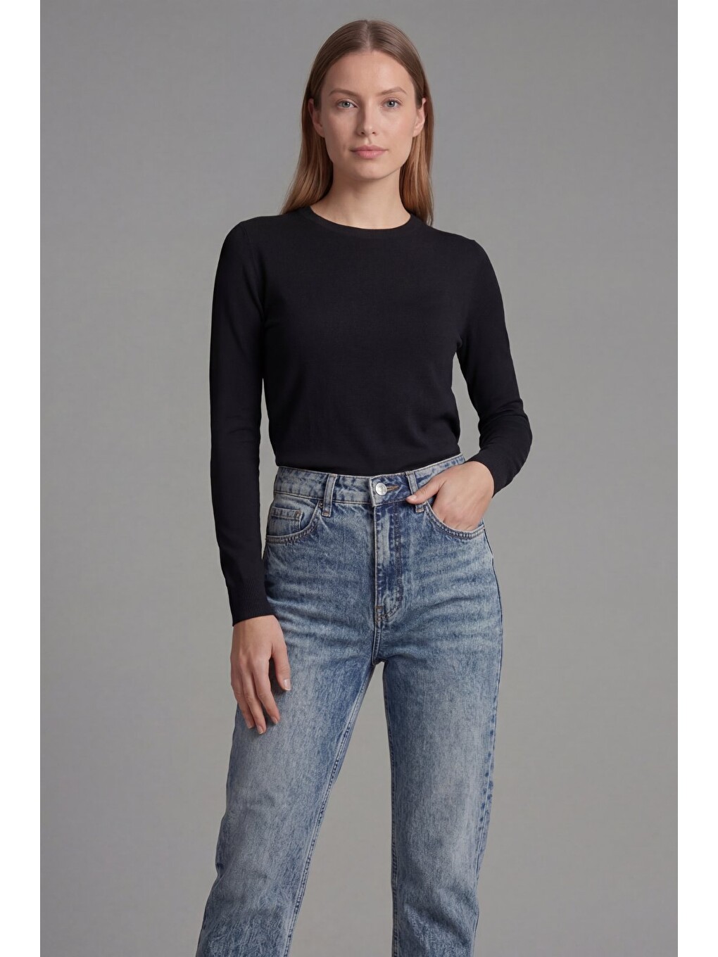 Mavi Kadın Body Fit Jean Pantolon Yüksek Bel Kesik Paça Dar Kalıp Denim-4