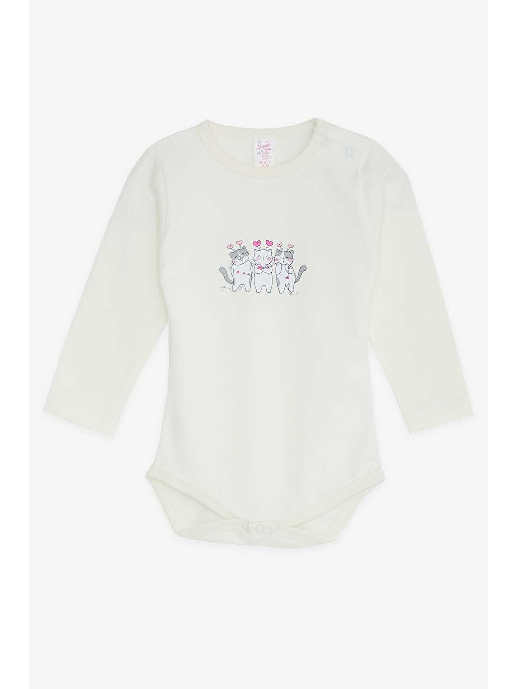 Breeze Kız Bebek Çıtçıtlı Body Kedili Ekru (9 Ay-3 Yaş) - 1