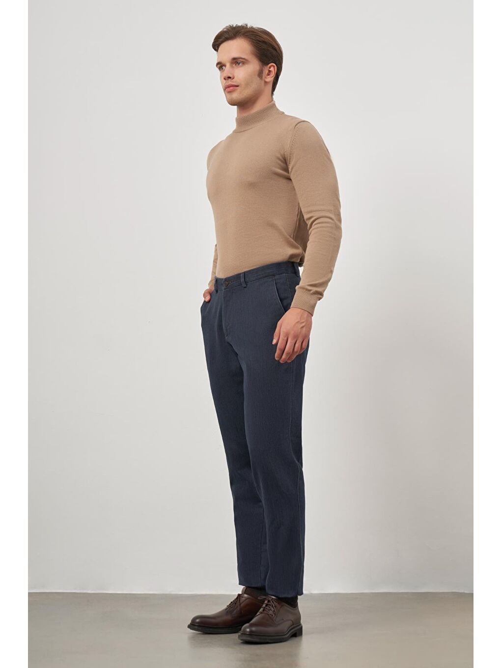 Koyu Lacivert Pamuklu Yandan Cepli Casual Comfort Fit Chino Pantolon 1003245154-1