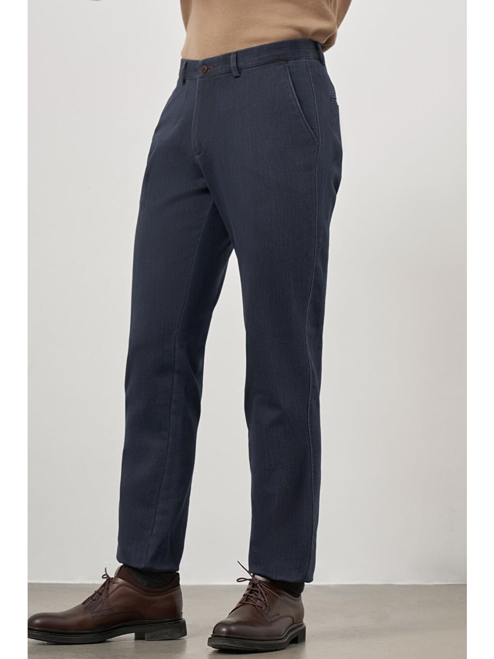 Koyu Lacivert Pamuklu Yandan Cepli Casual Comfort Fit Chino Pantolon 1003245154-2