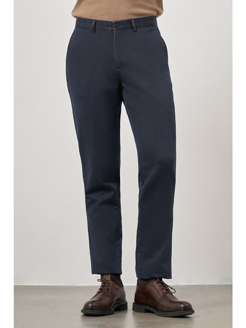 Koyu Lacivert Pamuklu Yandan Cepli Casual Comfort Fit Chino Pantolon 1003245154-4