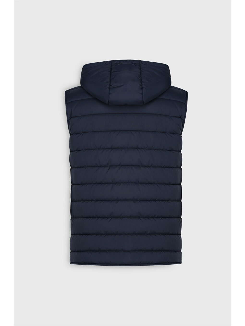 Erkek Lacivert Yünlü Sıcak Tutan Standart Fit Normal Kesim Kapüşonlu Dik Yaka Renk Bloklu Yelek-8