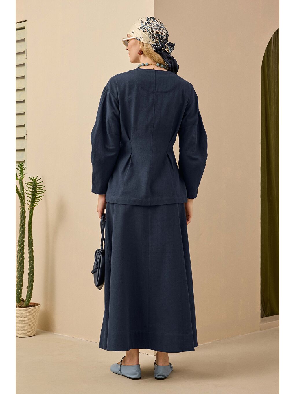 Pamuk Keten Etek Gece Mavi-1