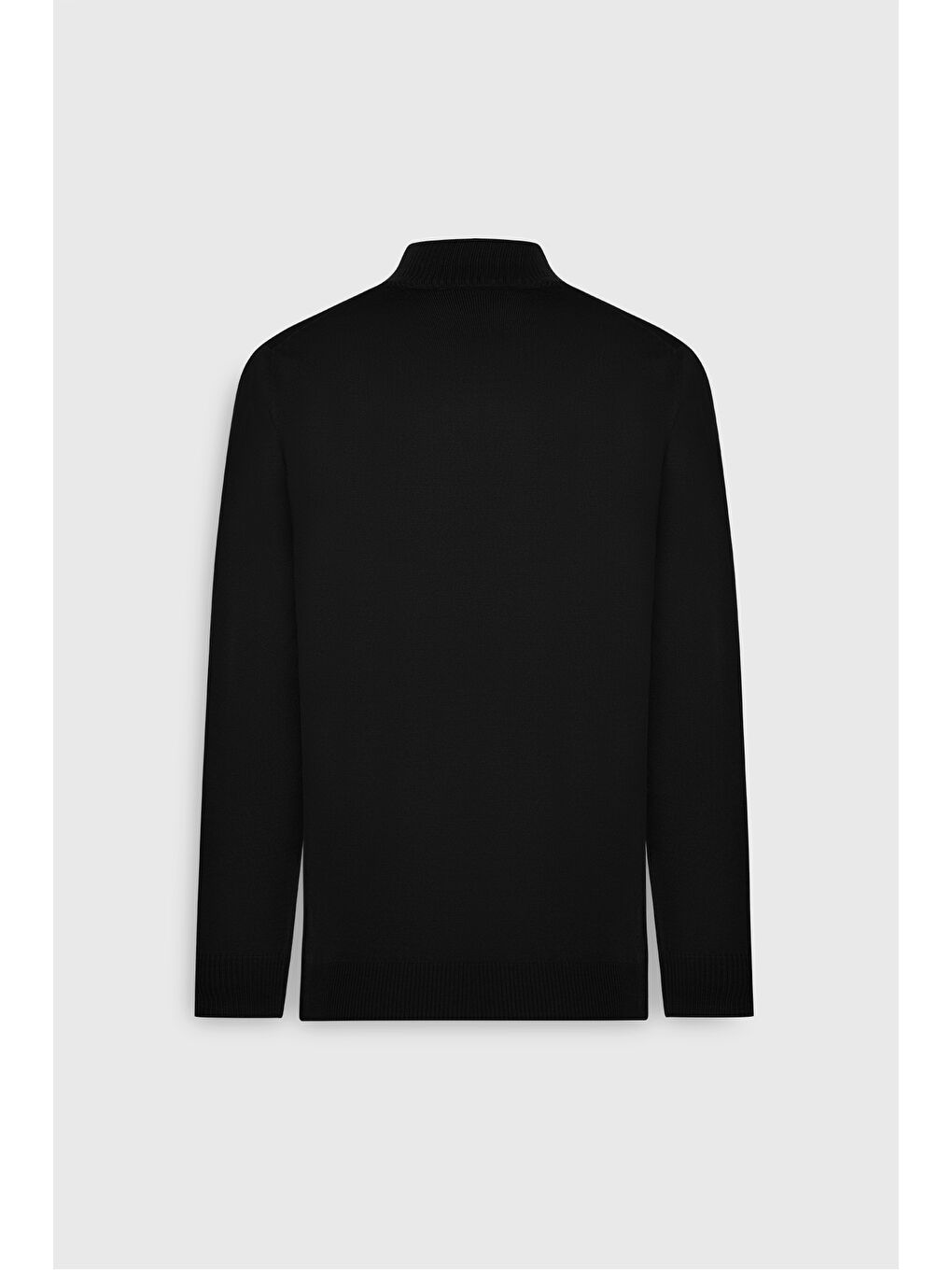 Erkek Siyah Yünlü Sıcak Tutan Standart Fit Normal Kesim Yarım Balıkçı Yaka Triko Kazak-8