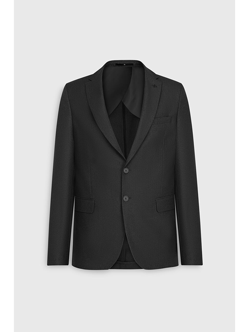 Erkek Siyah Regular Fit Normal Kesim Diagonal Desenli Kapak Cepli Blazer Ceket-6