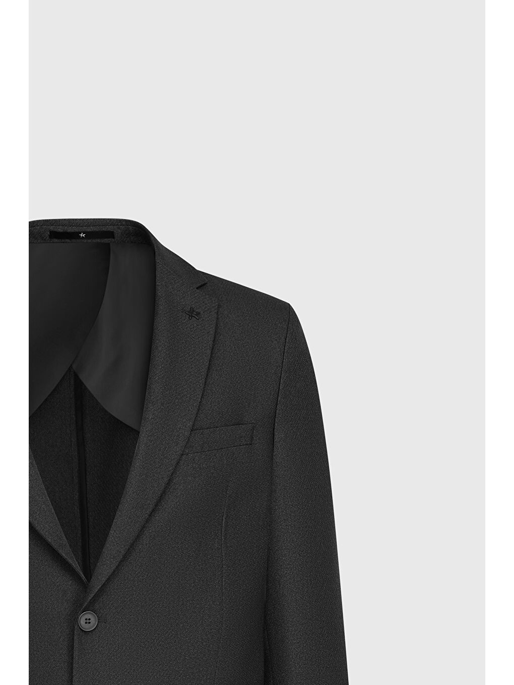 Erkek Siyah Regular Fit Normal Kesim Diagonal Desenli Kapak Cepli Blazer Ceket-7