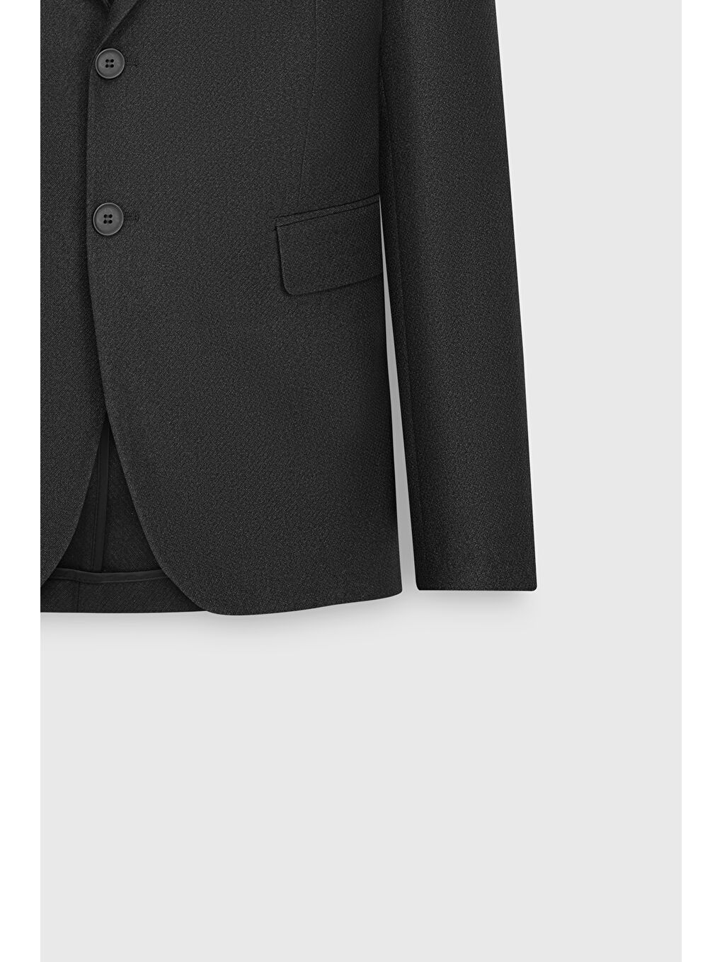 Erkek Siyah Regular Fit Normal Kesim Diagonal Desenli Kapak Cepli Blazer Ceket-8