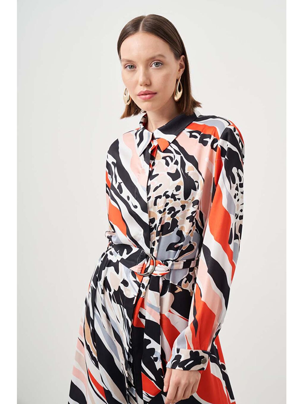 Siyah Tasarım Desenli Mix Elbise-3