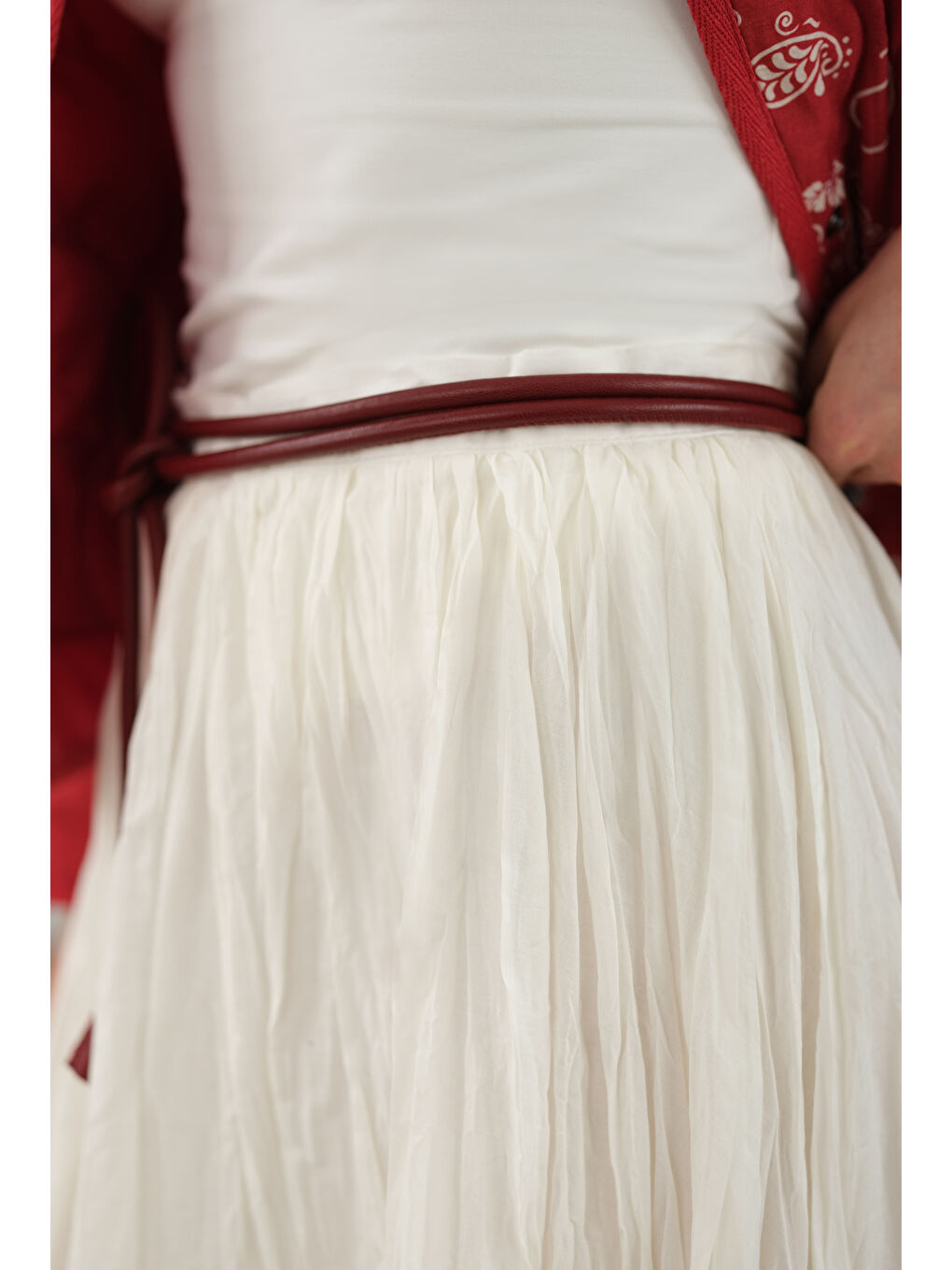 Kraşlı Vual Etek Ekru-4