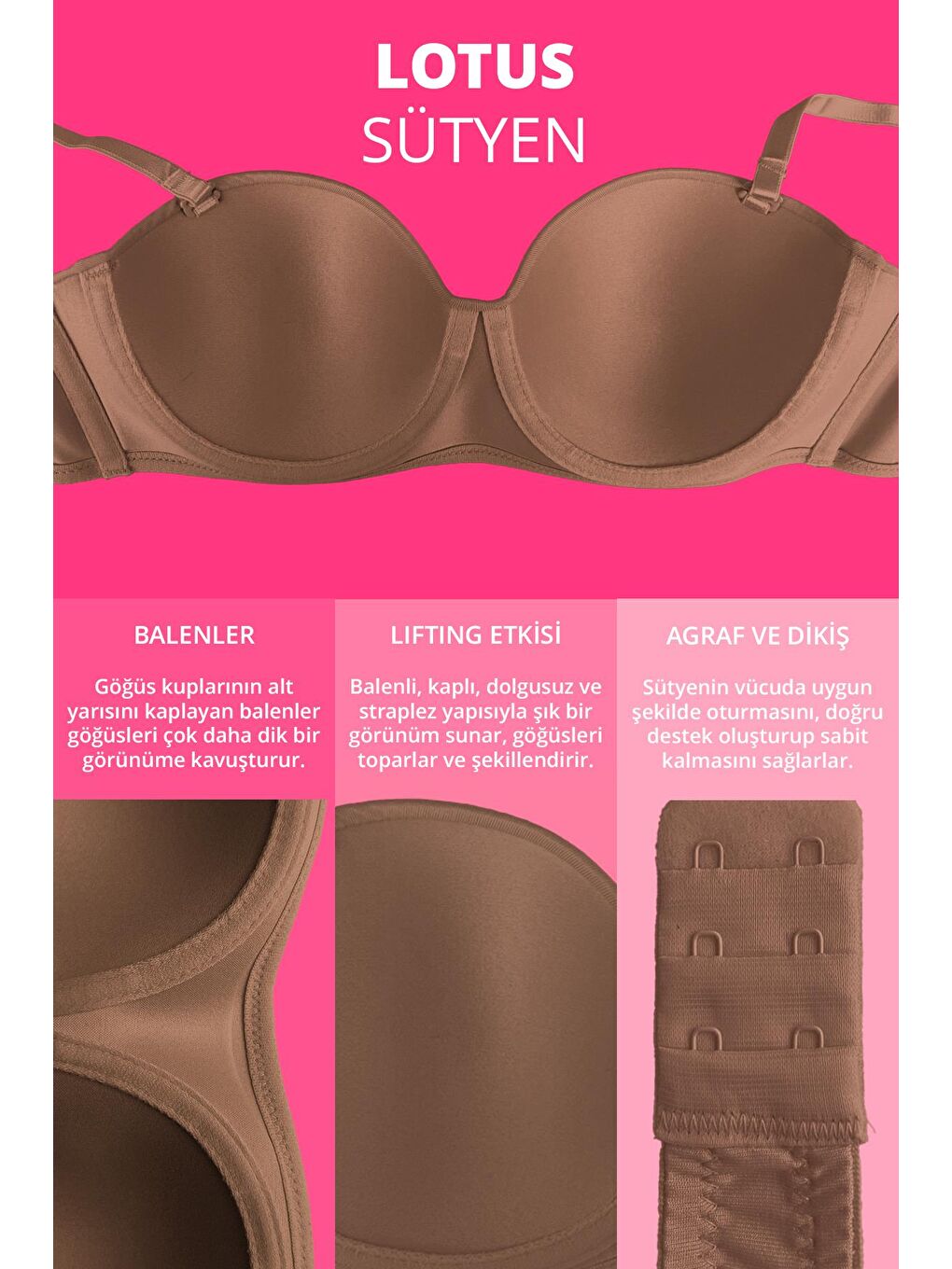 Karışık Balenli Toparlayıcı Dolgusuz Straplez Lotus Sütyen 2'Li Paket-3
