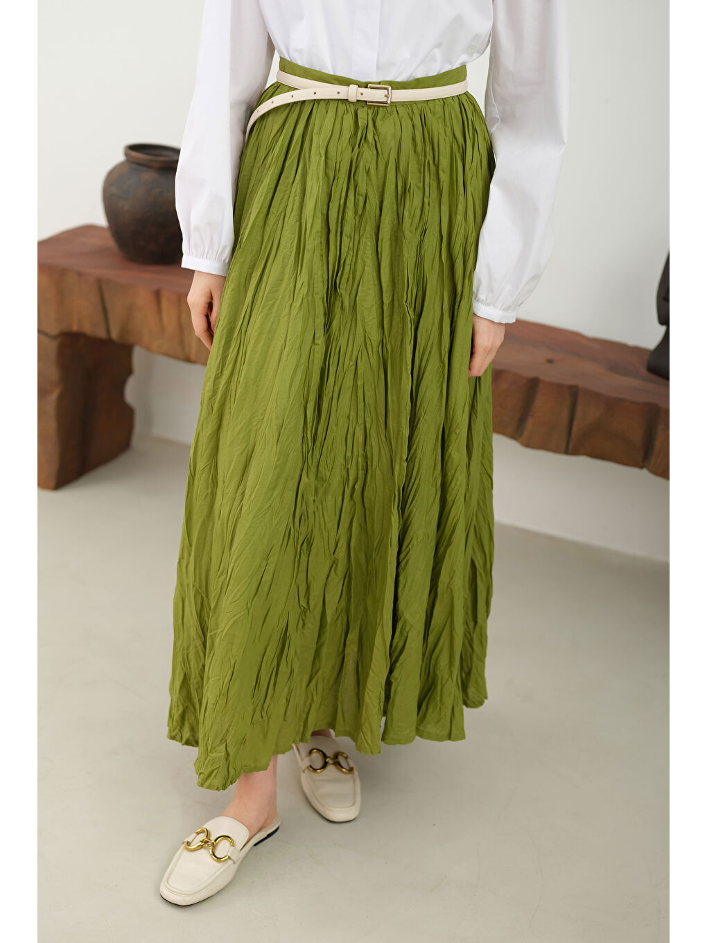 Kraşlı Vual Etek Yosun Yeşili-1