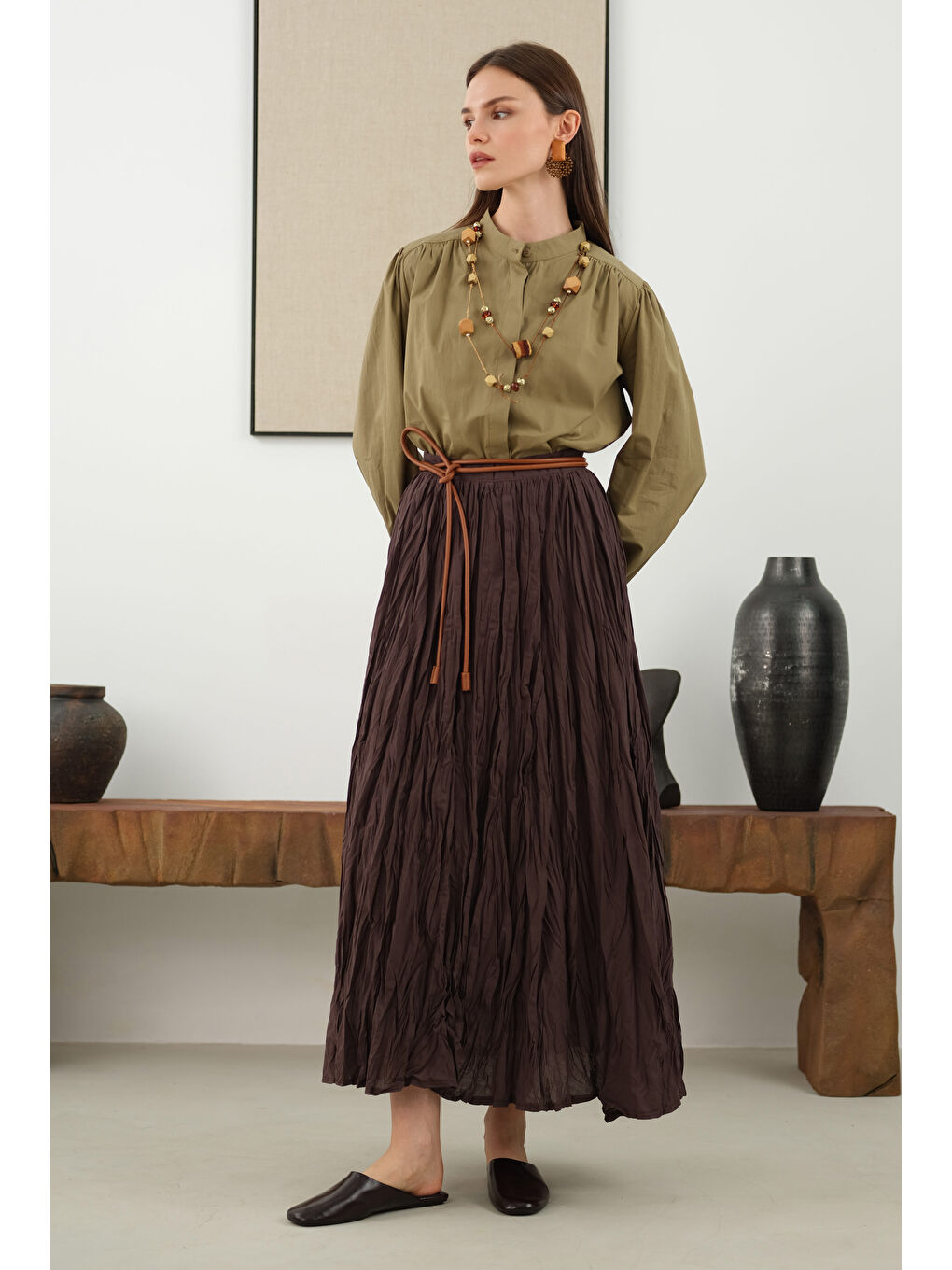 Kahverengi Kraşlı Vual Etek Acı Kahve-2