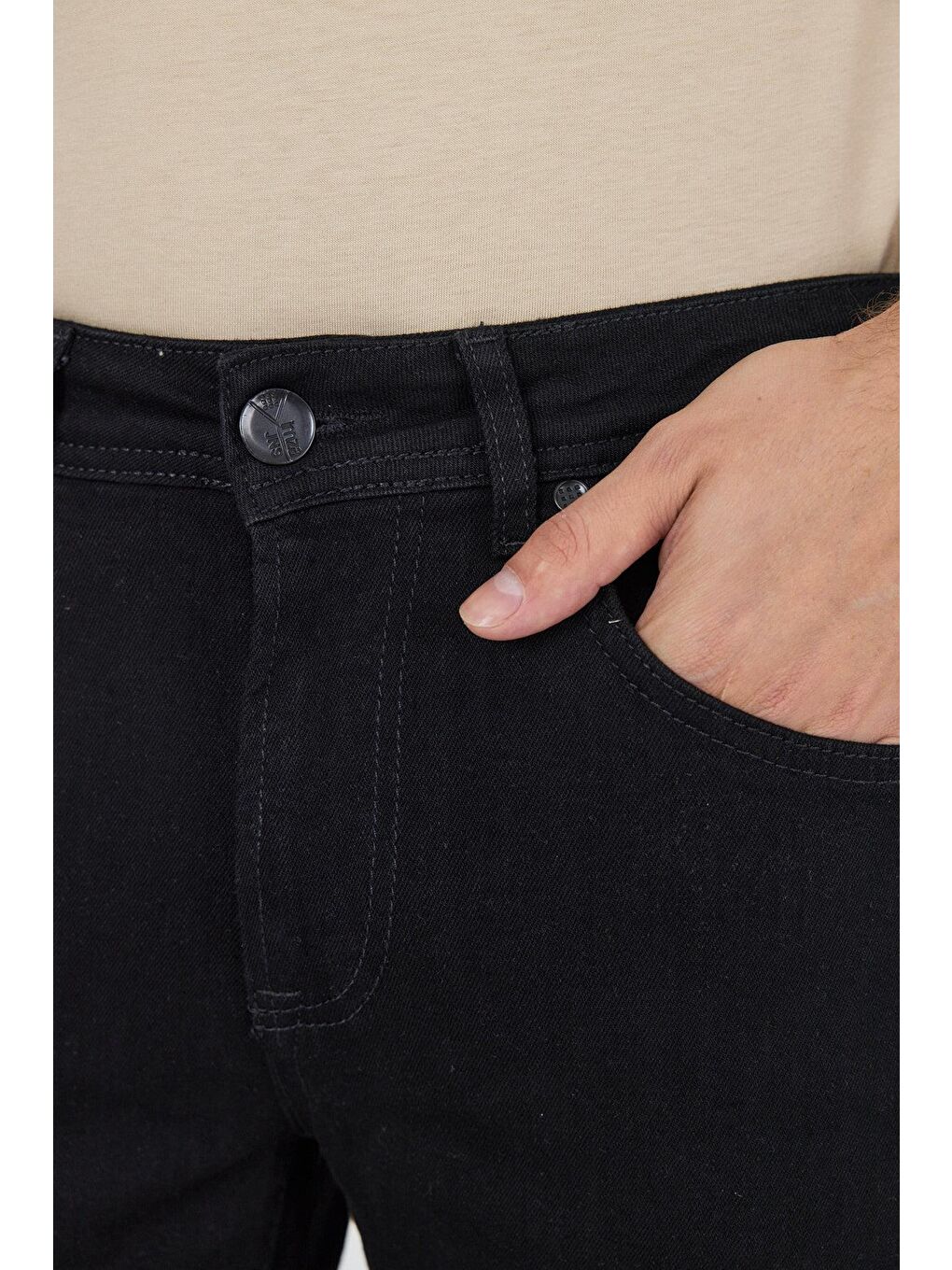 Siyah Gabardin 5 Cep Düz Paça Casual Slim Fit Pamuklu Denim Pantolon 1023250152-3