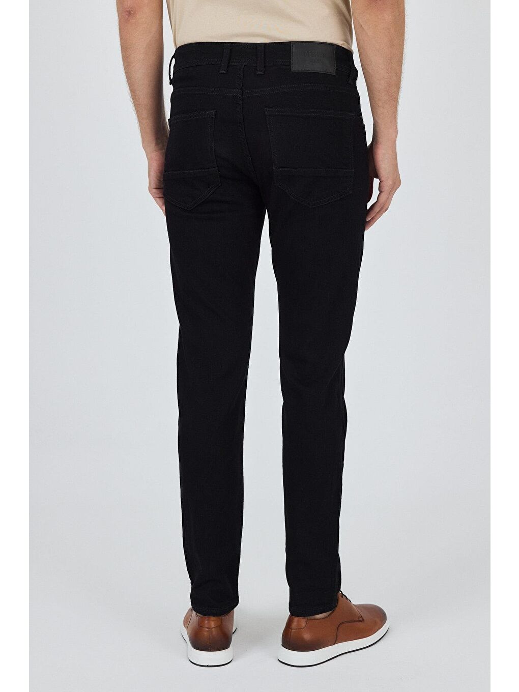 Siyah Gabardin 5 Cep Düz Paça Casual Slim Fit Pamuklu Denim Pantolon 1023250152-4