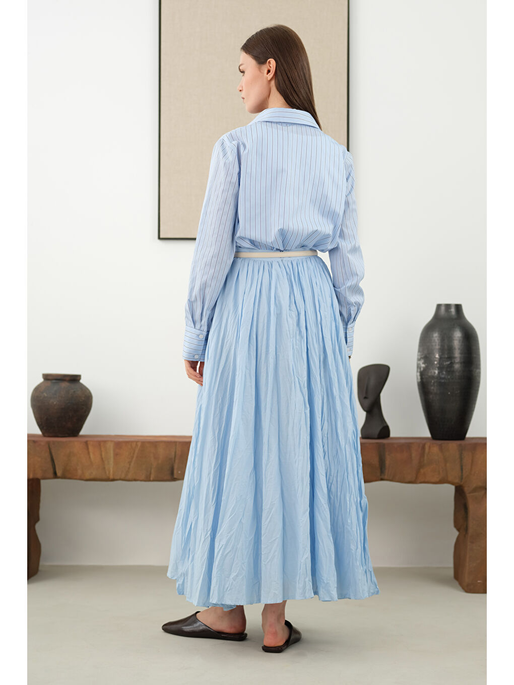 Kraşlı Vual Etek Açık Mavi-1