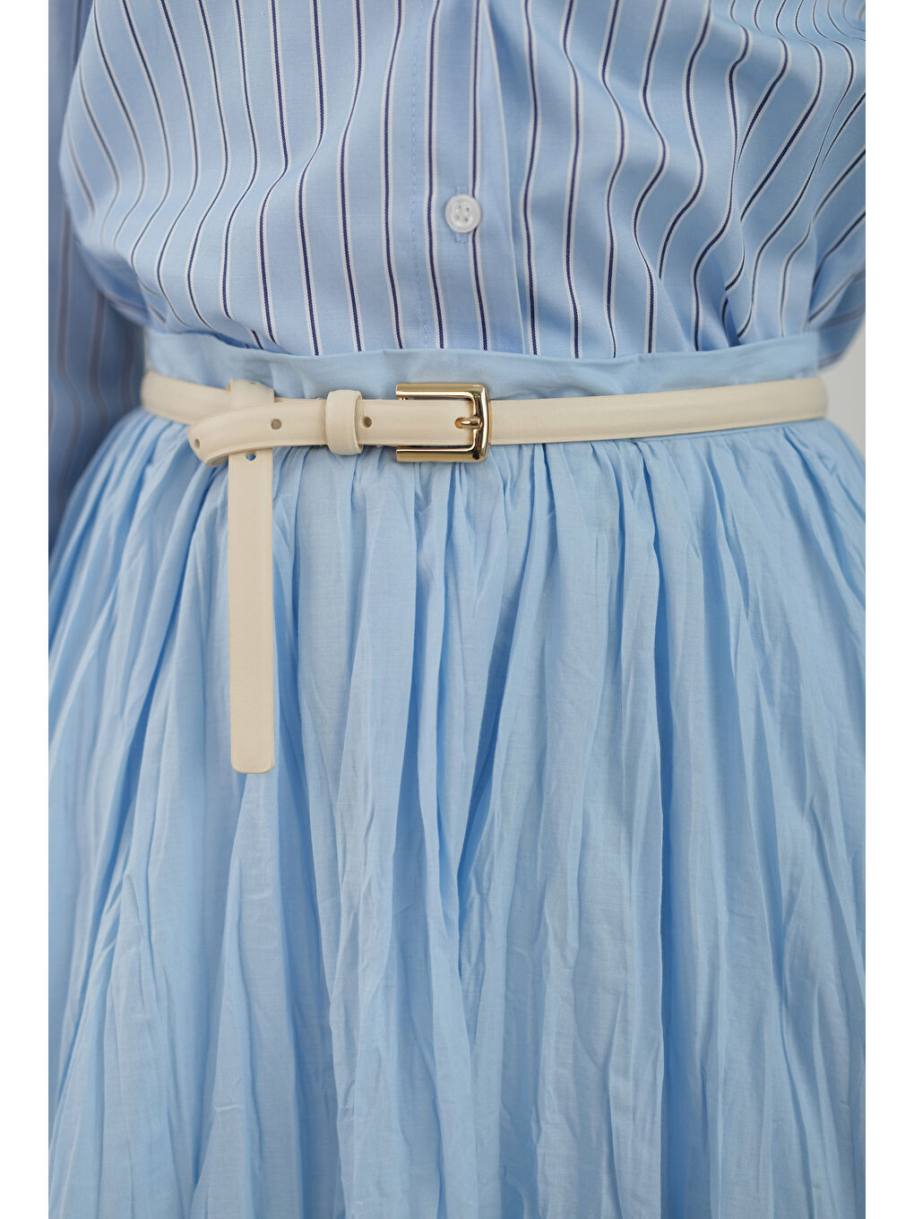 Kraşlı Vual Etek Açık Mavi-4