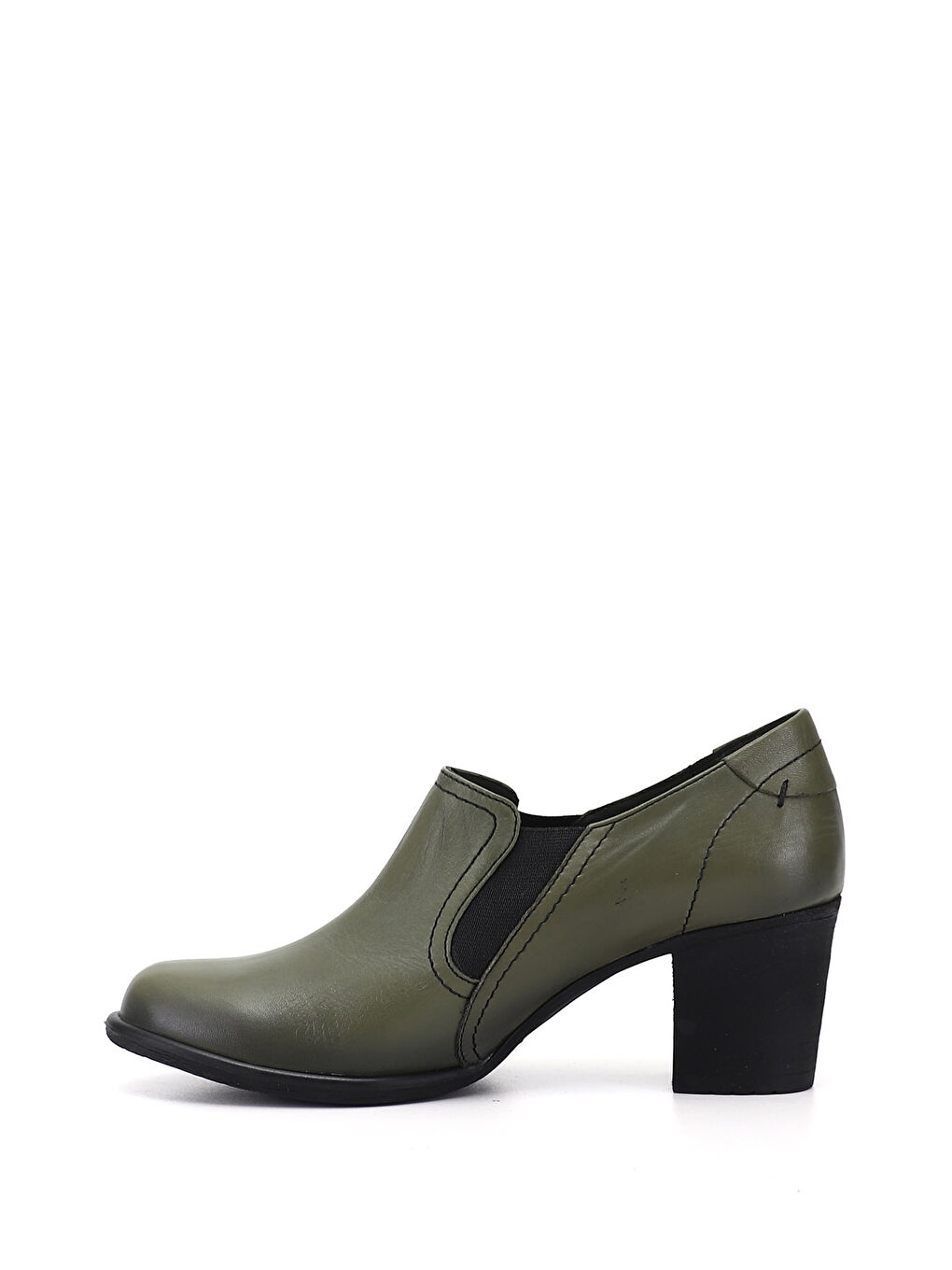 Kadın HAKİ-YEŞİL Orta Kalın Topuklu Hakiki Deri Ayakkabı-3