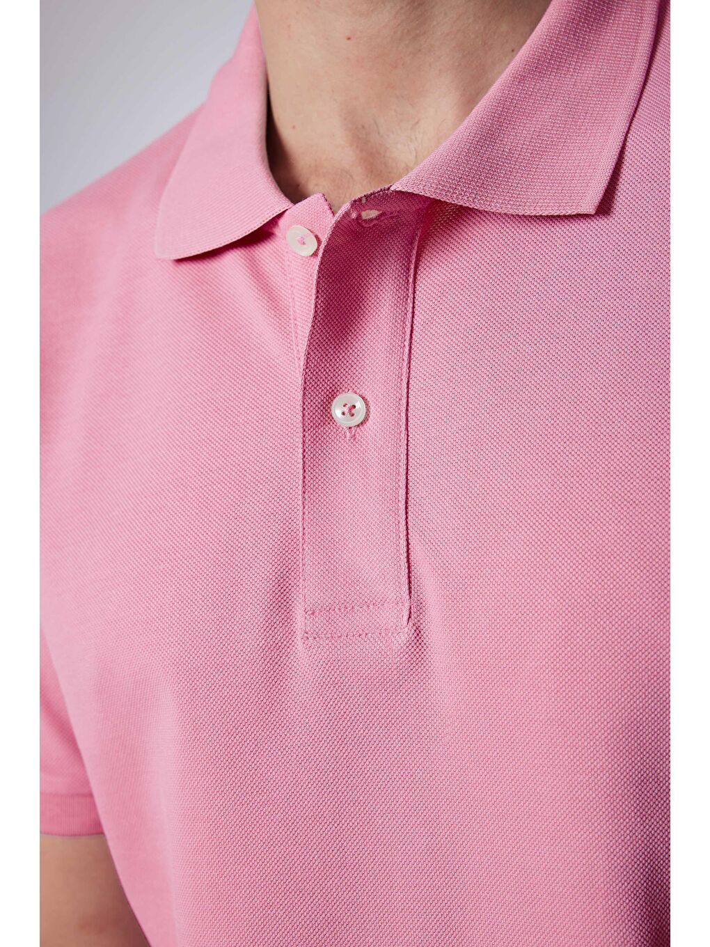 Erkek Slim Fit Dar Kesim %100 Pamuk Düz Pike Lila Polo Yaka Tişört-3