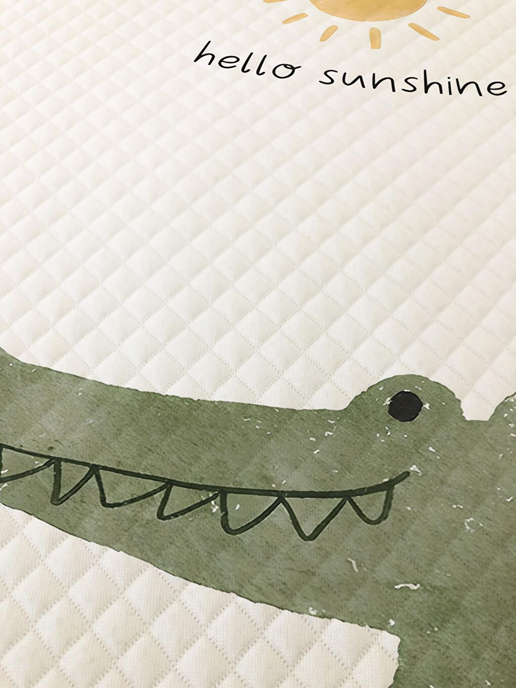 Karışık Timsah Desenli Soft Baskılı Tek Kişilik 160x220 Cm Pike  - Beyaz-1