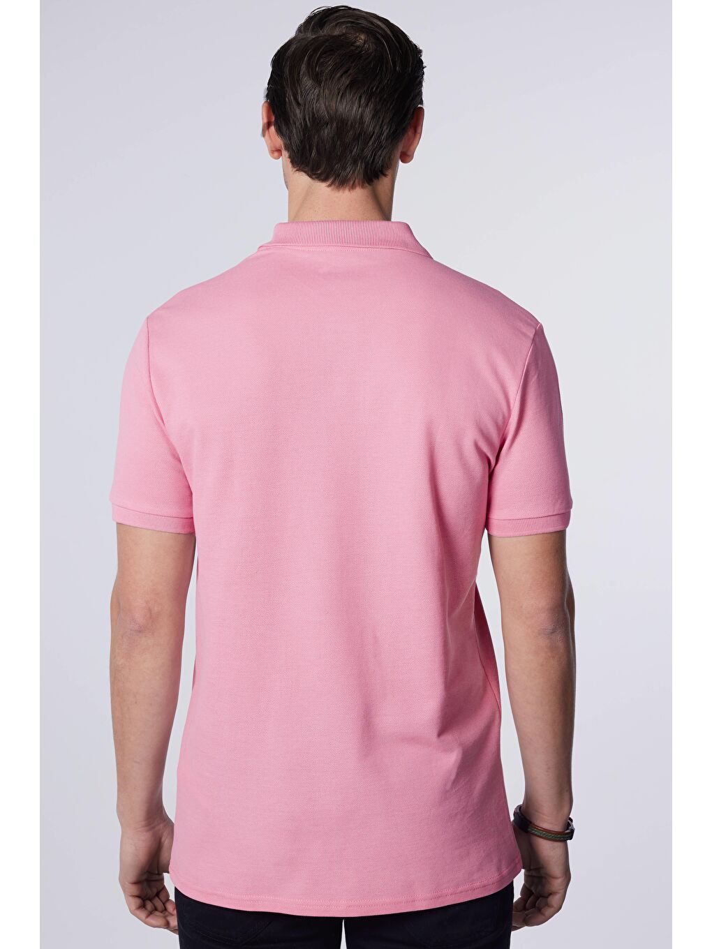 Erkek Slim Fit Dar Kesim %100 Pamuk Düz Pike Lila Polo Yaka Tişört-4