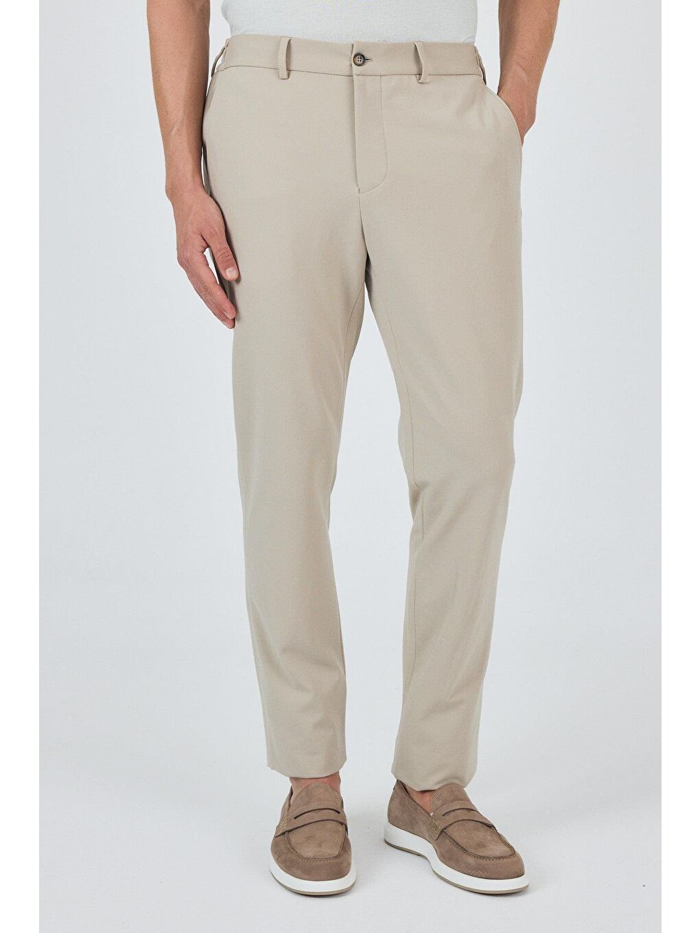 Bej Esnek Yandan Cepli Casual Slim Fit Jogger Pantolon 1003250162