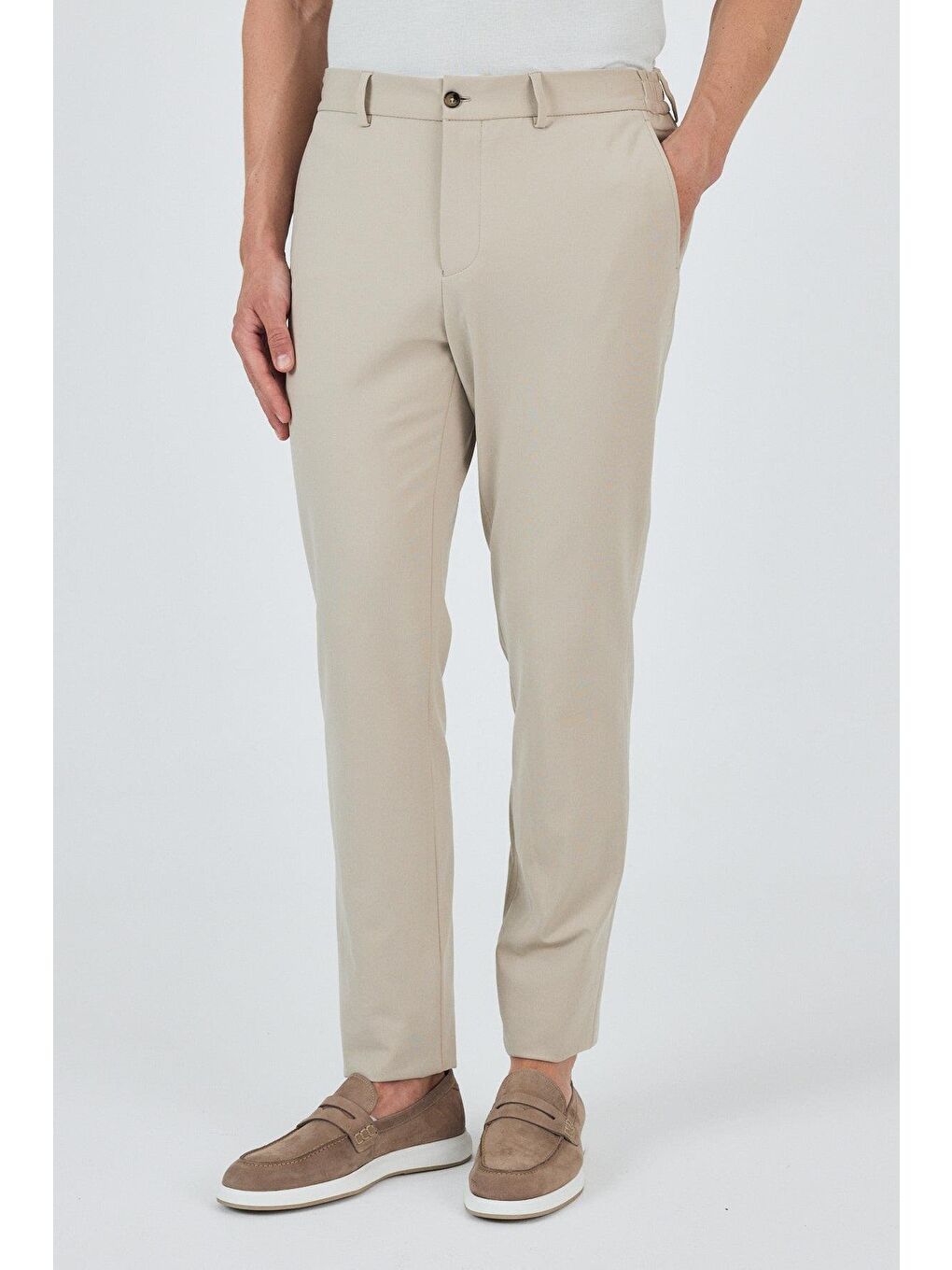 Bej Esnek Yandan Cepli Casual Slim Fit Jogger Pantolon 1003250162-2