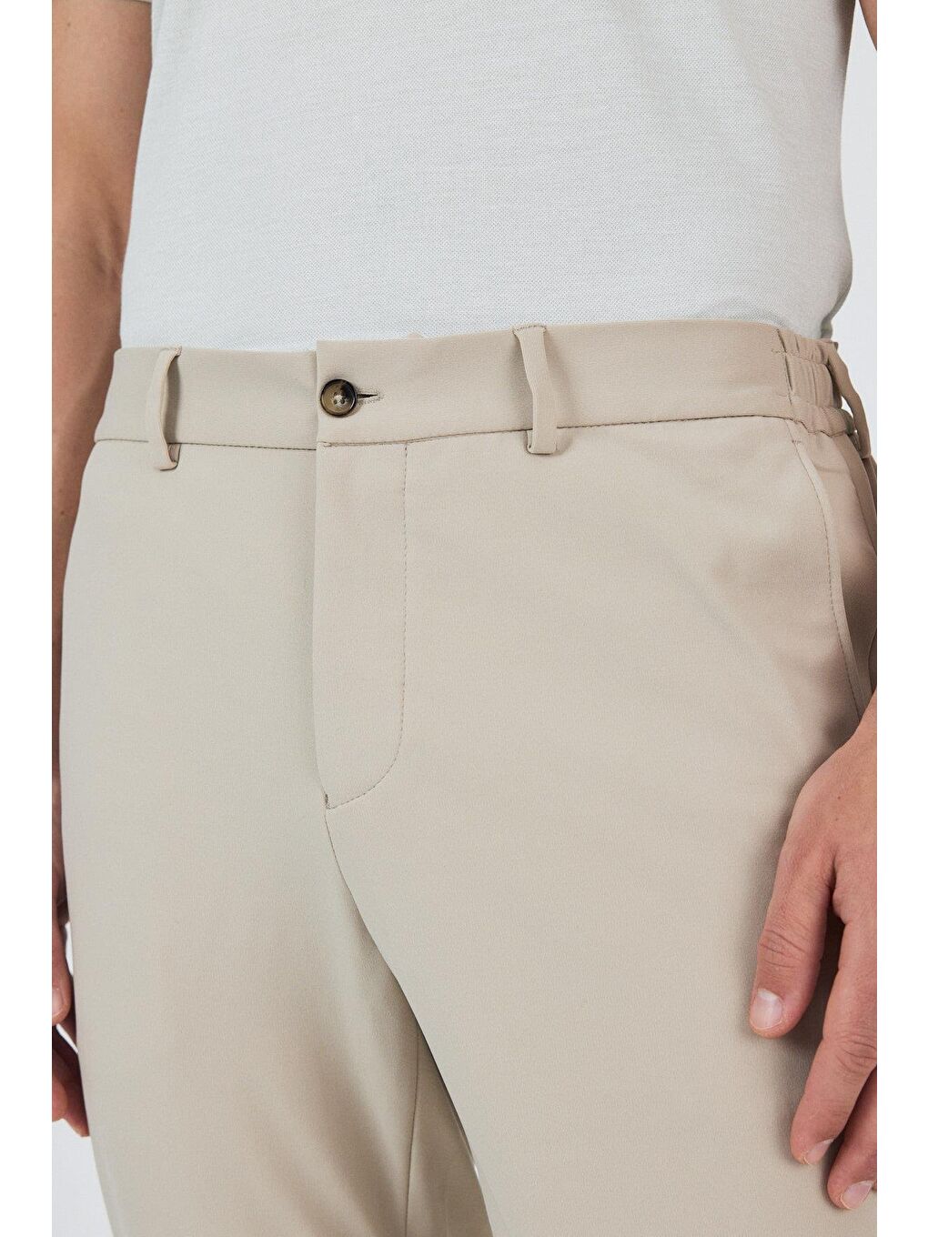 Bej Esnek Yandan Cepli Casual Slim Fit Jogger Pantolon 1003250162-3