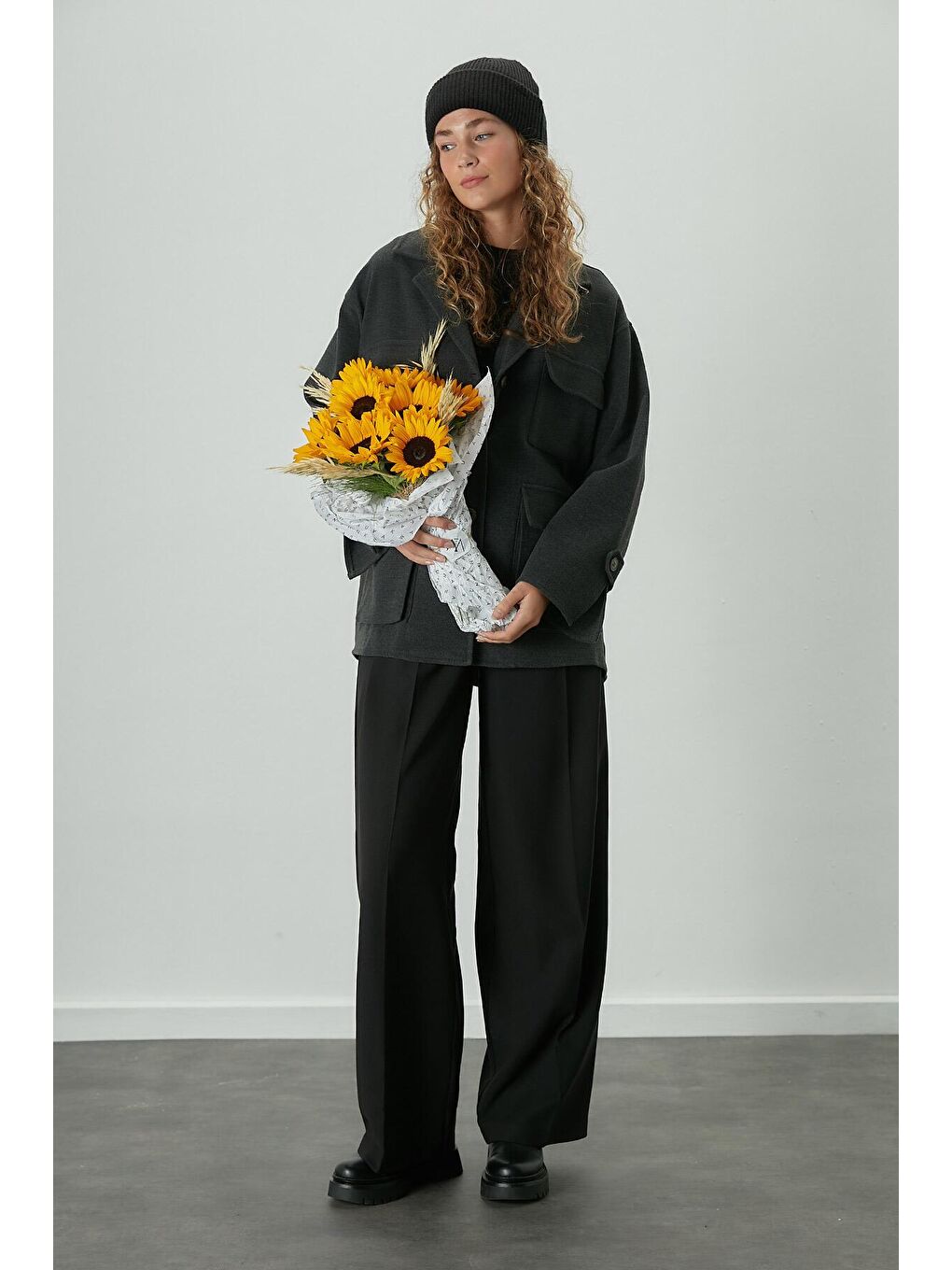 Safari Cepli Kaşe Ceket Antrasit