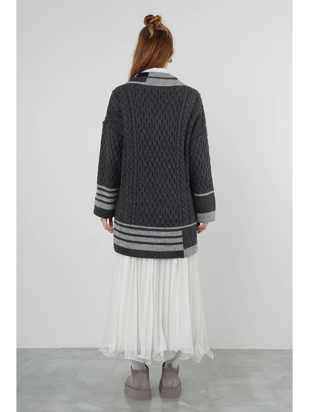 Etek Ucu Detaylı Pilisoley Etek Ekru-2