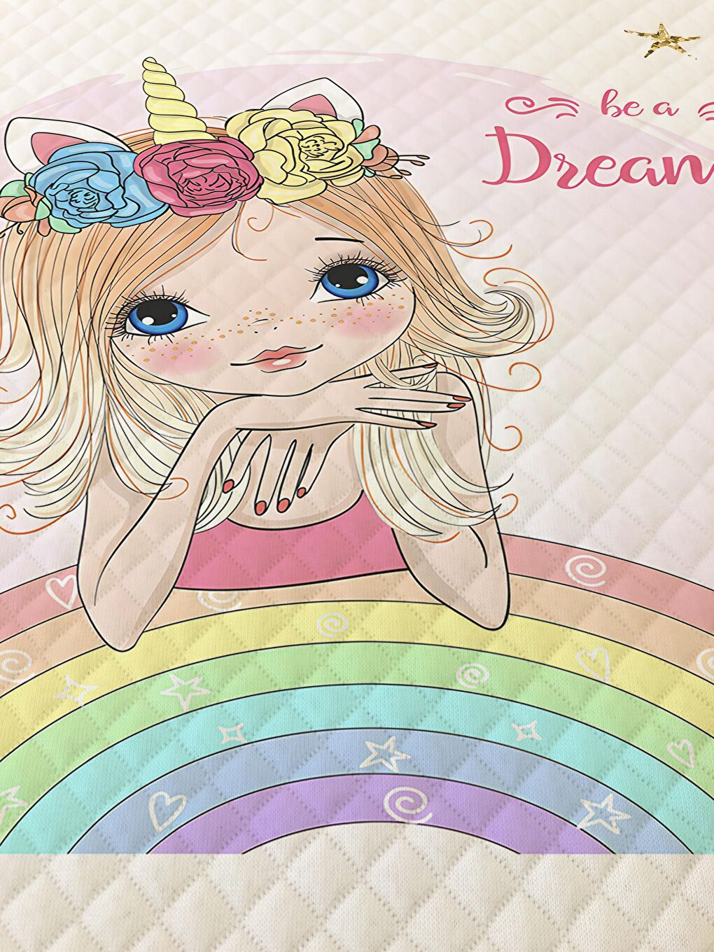 Karışık Desenli Soft Baskılı Tek Kişilik 160x220 Cm Pike - Beyaz-1