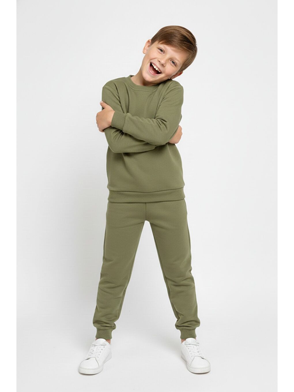 Yeşil Basic Cepli Kız-Erkek Mevsimlik Çocuk Eşofman Takımı M00776-1