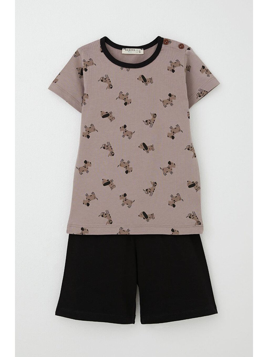 Breeze Erkek Bebek Pijama Takımı Sevimli Köpekcik Desenli Kahverengi (9 Ay-3 Yaş)