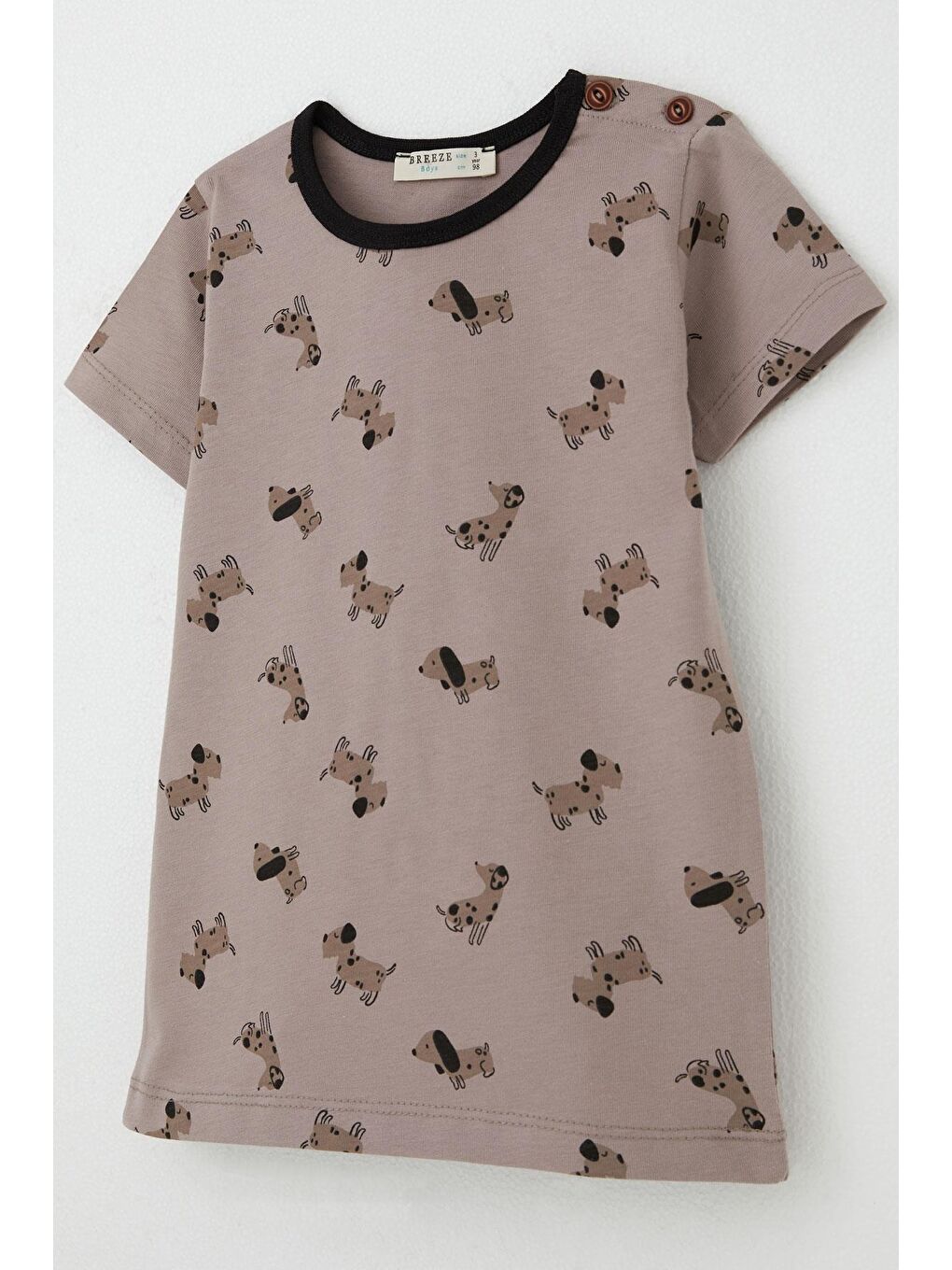 Breeze Erkek Bebek Pijama Takımı Sevimli Köpekcik Desenli Kahverengi (9 Ay-3 Yaş) - 1