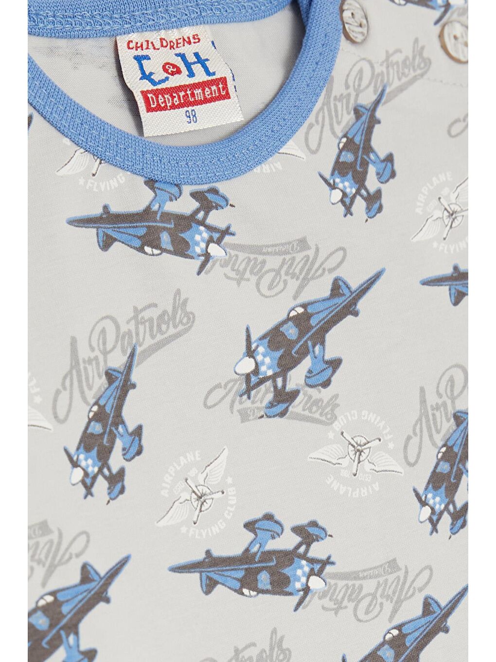 Breeze Erkek Bebek Pijama Takımı Uçak Desenli Gri (9 Ay-1.5 Yaş) - 3