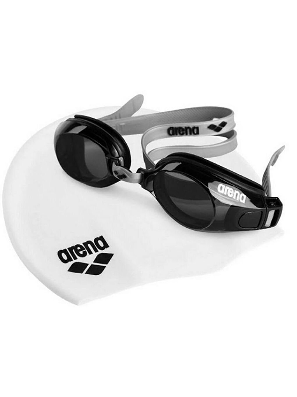 Beyaz Pool Set Unisex Gri Yüzücü Bone & Gözlük Seti 9242255