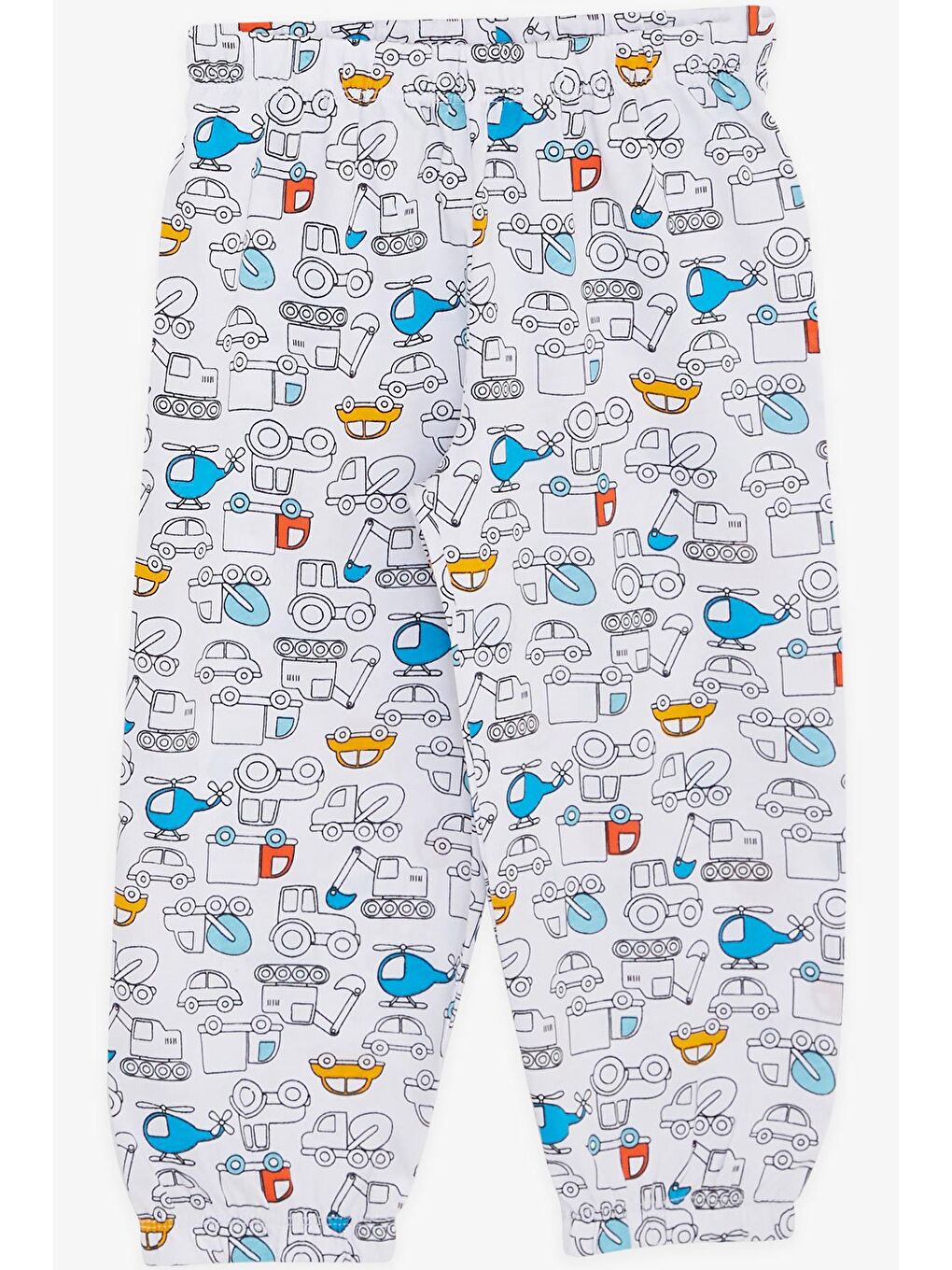 Erkek Bebek Pijama Takımı Taşıt Desenli Beyaz (9 Ay-1 Yaş)-2