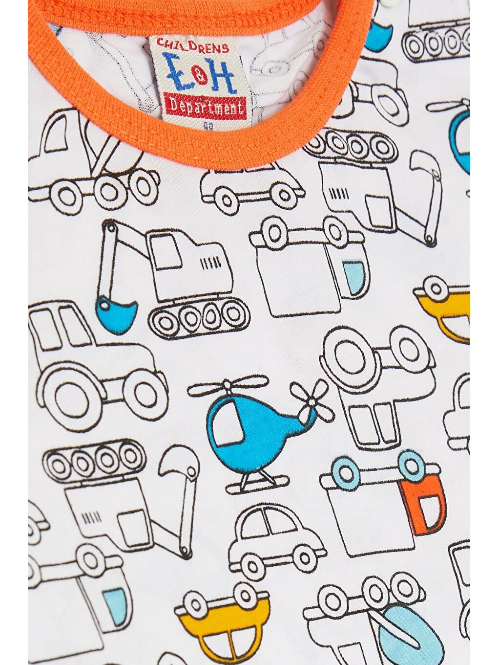 Erkek Bebek Pijama Takımı Taşıt Desenli Beyaz (9 Ay-1 Yaş)-3