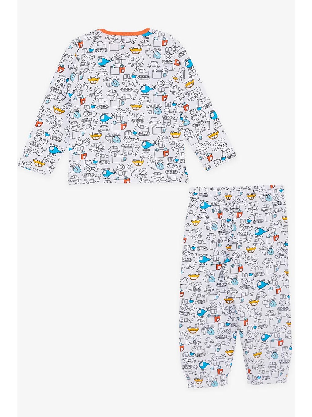 Erkek Bebek Pijama Takımı Taşıt Desenli Beyaz (9 Ay-1 Yaş)-4