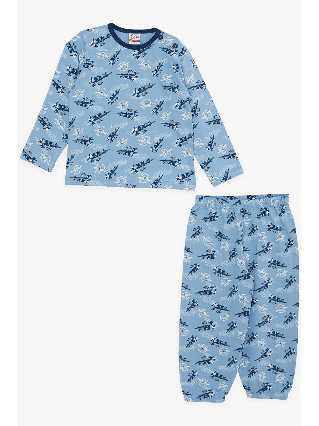 Erkek Bebek Pijama Takımı Uçak Desenli Mavi (9 Ay-1 Yaş)
