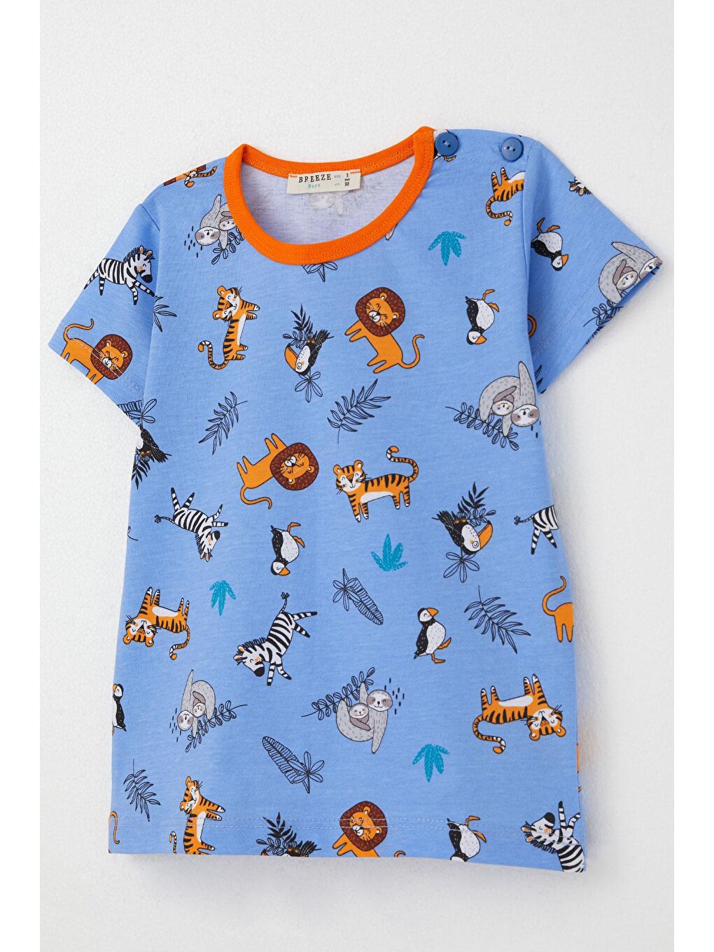 Breeze Erkek Bebek Pijama Takımı Hayvanlar Alemi Temalı Mavi (9 Ay-3 Yaş) - 4