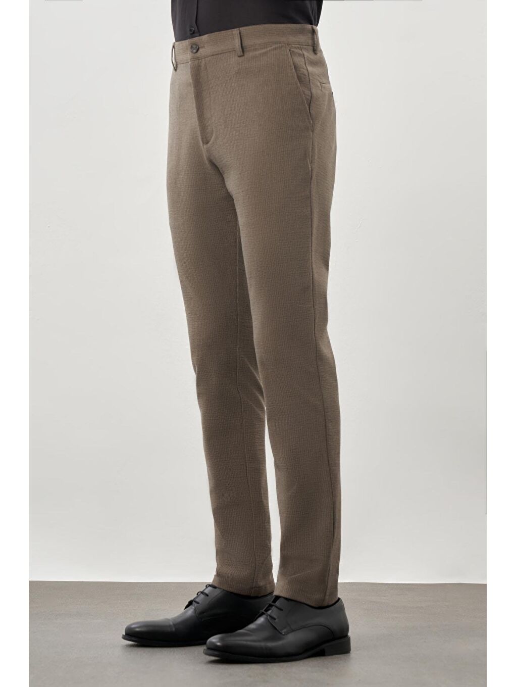 Kahverengi Koyu Vizon Esnek Yandan Cepli Casual Slim Fit Chino Pantolon 1003245174-2