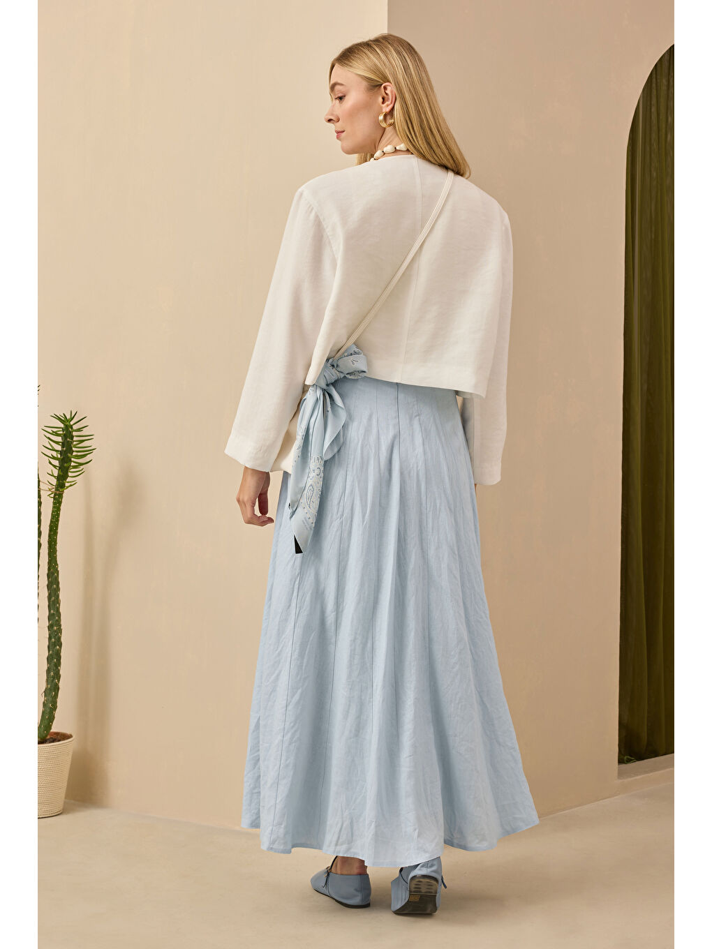 Parçalı Keten Etek Bebe Mavi-2