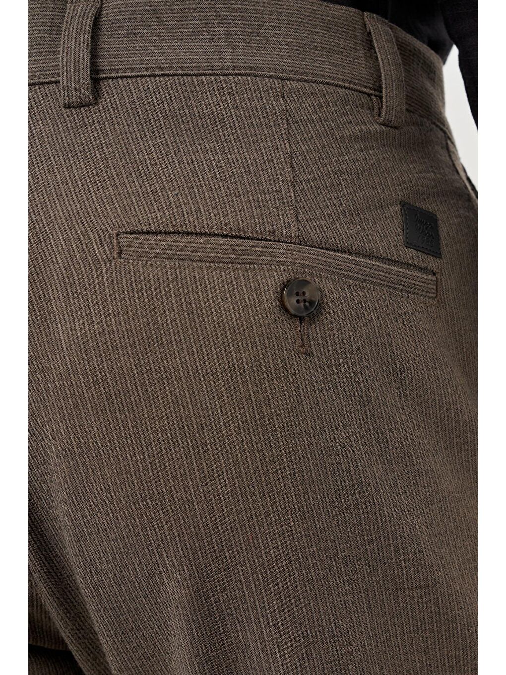 Kahverengi Koyu Vizon Esnek Yandan Cepli Casual Slim Fit Chino Pantolon 1003245174-4