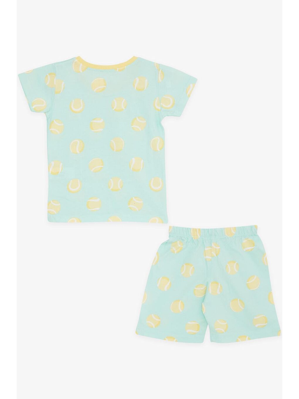 Turkuaz Erkek Bebek Şortlu Pijama Takımı Tenis Topu Desenli Su Yeşili (9 Ay-1.5 Yaş)-1