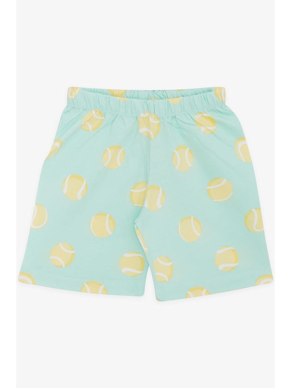 Turkuaz Erkek Bebek Şortlu Pijama Takımı Tenis Topu Desenli Su Yeşili (9 Ay-1.5 Yaş)-3