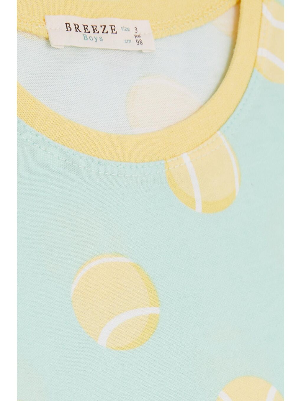 Turkuaz Erkek Bebek Şortlu Pijama Takımı Tenis Topu Desenli Su Yeşili (9 Ay-1.5 Yaş)-4