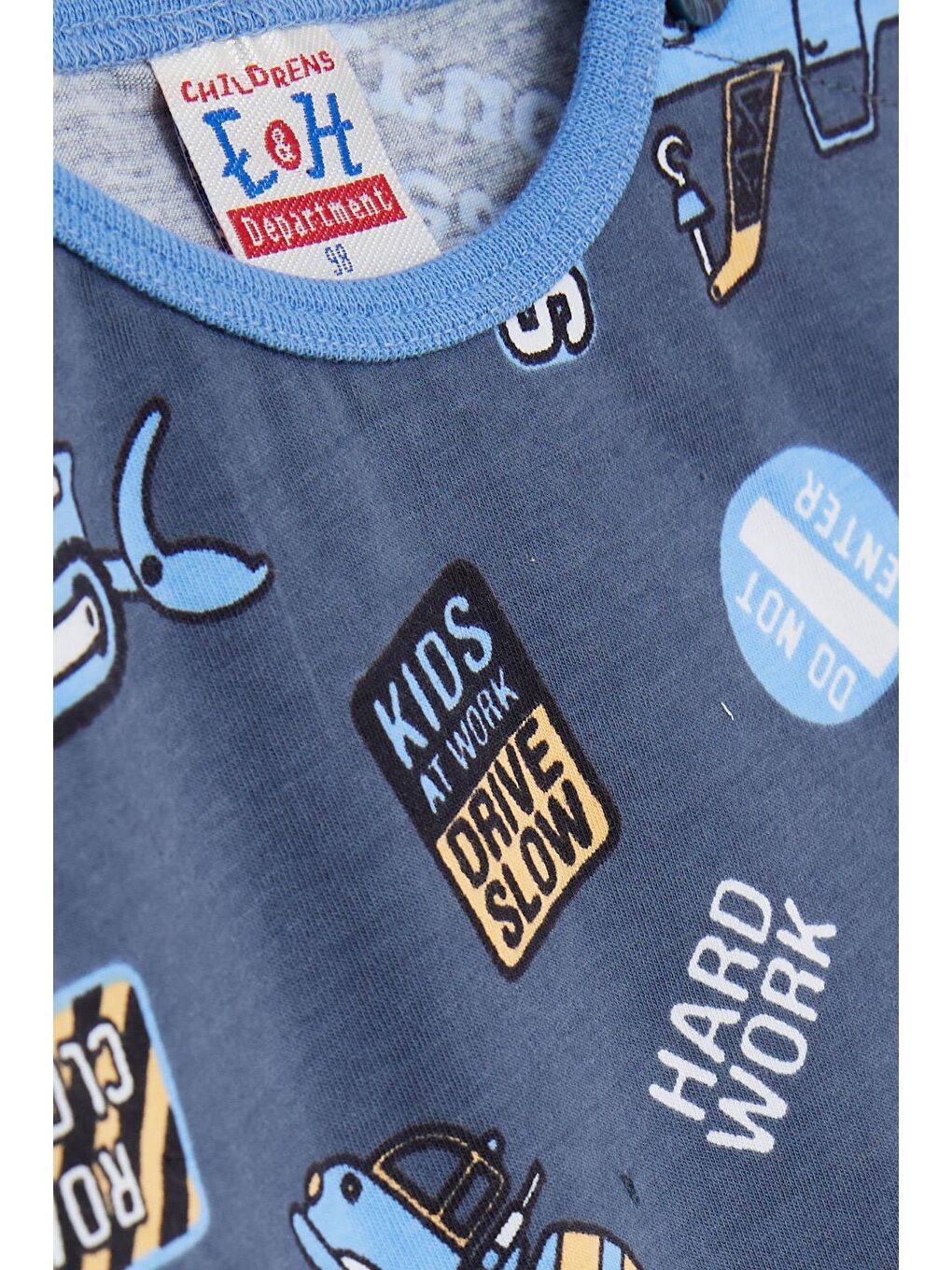 Gri Erkek Bebek Pijama Takımı İş Makinası Temalı Füme (9 Ay)-3